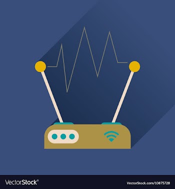 Flat icon with long shadow Wi fi modem vector image