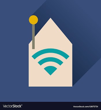 Flat icon with long shadow Wi fi modem vector image