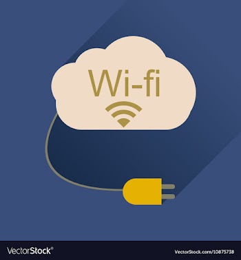 Flat icon with long shadow Wi fi modem vector image