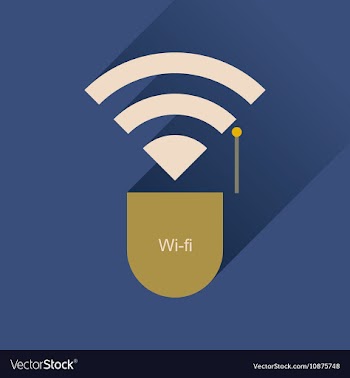 Flat icon with long shadow Wi fi modem vector image