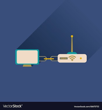 Flat icon with long shadow Wi fi modem vector image