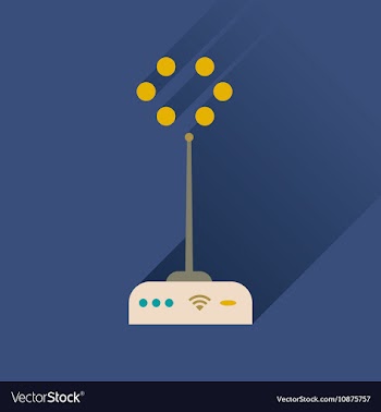 Flat icon with long shadow Wi fi modem vector image