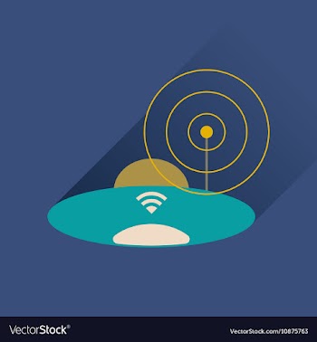 Flat icon with long shadow Wi fi modem vector image