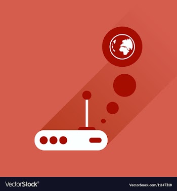 Flat icon with long shadow Wi fi modem vector image
