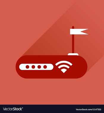 Flat icon with long shadow Wi fi modem vector image