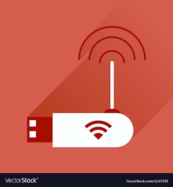 Flat icon with long shadow Wi fi modem vector image