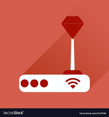 Flat icon with long shadow Wi fi modem vector image