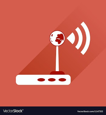 Flat icon with long shadow Wi fi modem vector image