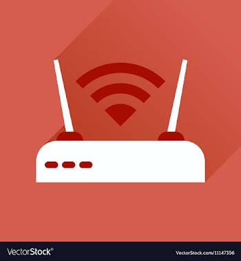 Flat icon with long shadow Wi fi modem vector image
