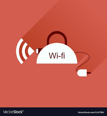 Flat icon with long shadow Wi fi modem vector image