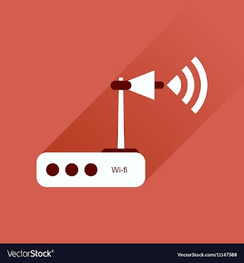 Flat icon with long shadow Wi fi modem vector image