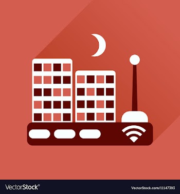 Flat icon with long shadow Wi fi modem vector image