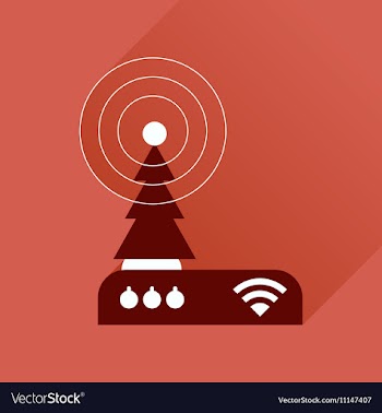 Flat icon with long shadow Wi fi modem vector image