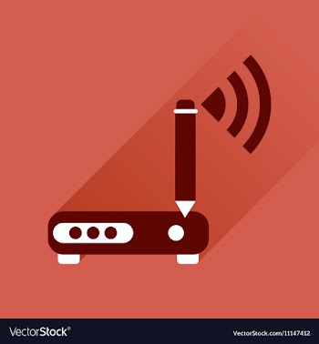 Flat icon with long shadow Wi fi modem vector image