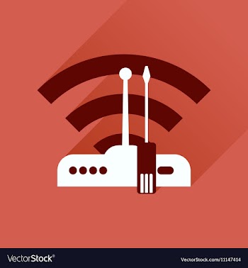 Flat icon with long shadow Wi fi modem vector image