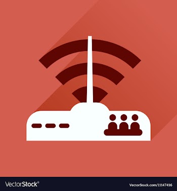 Flat icon with long shadow Wi fi modem vector image