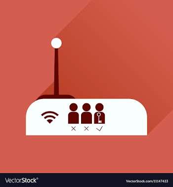 Flat icon with long shadow Wi fi modem vector image