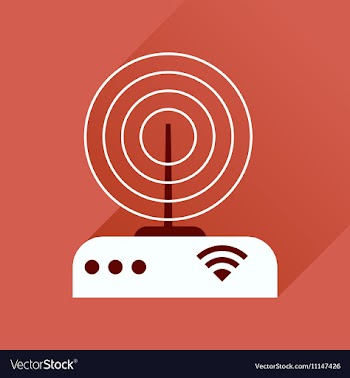 Flat icon with long shadow Wi fi modem vector image