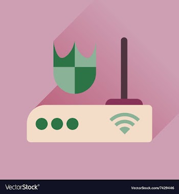 Flat icon with long shadow Wi fi modem vector image