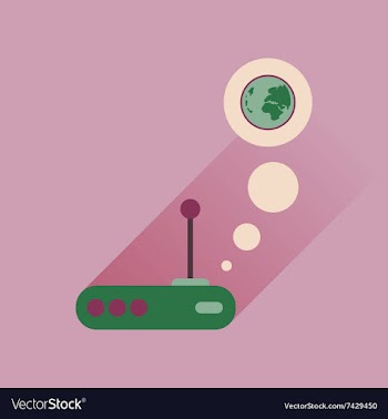 Flat icon with long shadow Wi fi modem vector image