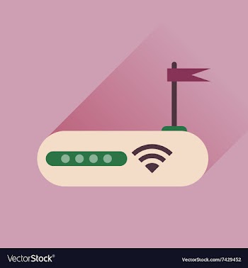 Flat icon with long shadow Wi fi modem vector image