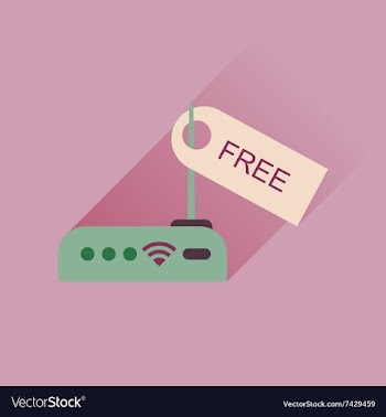 Flat icon with long shadow Wi fi modem vector image
