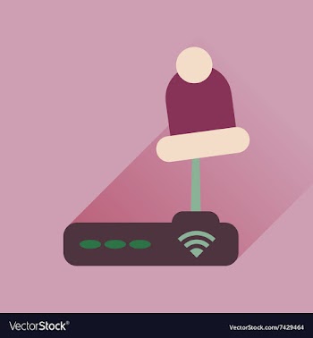 Flat icon with long shadow Wi fi modem vector image