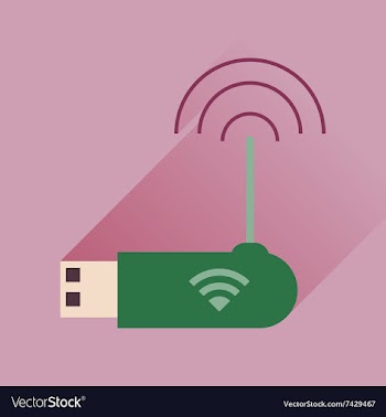 Flat icon with long shadow Wi fi modem vector image