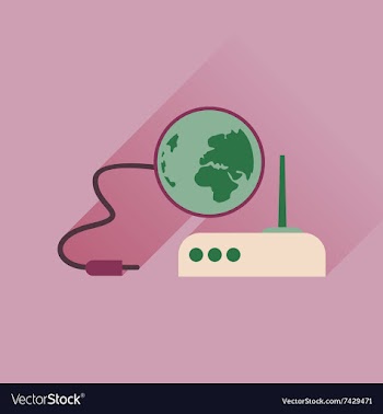 Flat icon with long shadow Wi fi modem vector image