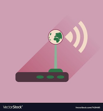 Flat icon with long shadow Wi fi modem vector image