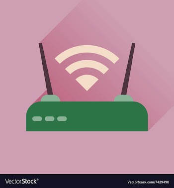 Flat icon with long shadow Wi fi modem vector image
