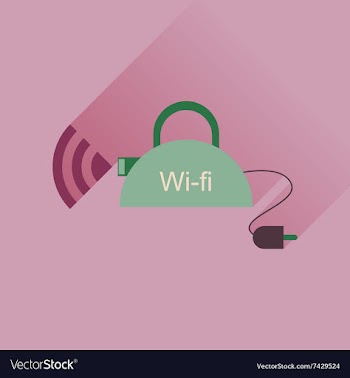 Flat icon with long shadow Wi fi modem vector image