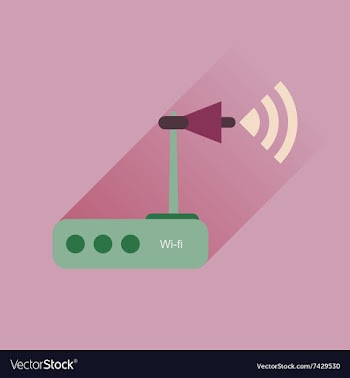 Flat icon with long shadow Wi fi modem vector image
