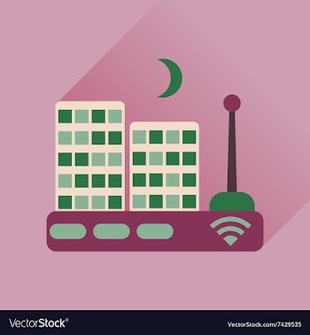Flat icon with long shadow Wi fi modem vector image