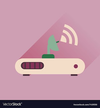 Flat icon with long shadow Wi fi modem vector image