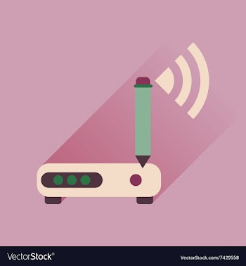 Flat icon with long shadow Wi fi modem vector image