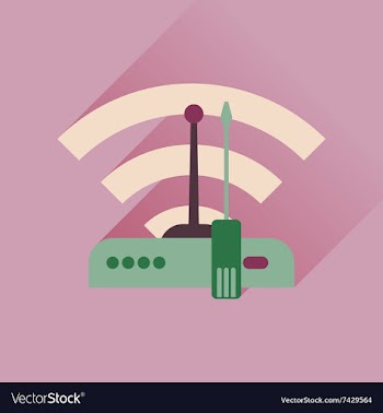Flat icon with long shadow Wi fi modem vector image