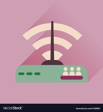 Flat icon with long shadow Wi fi modem vector image