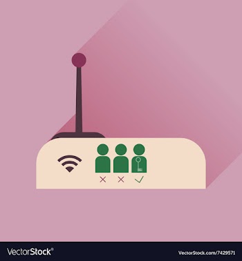 Flat icon with long shadow Wi fi modem vector image