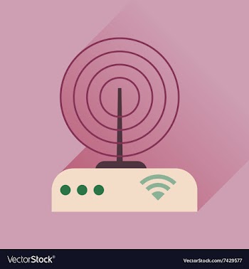Flat icon with long shadow Wi fi modem vector image