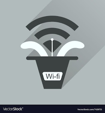 Flat icon with long shadow Wi fi modem vector image