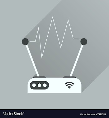 Flat icon with long shadow Wi fi modem vector image