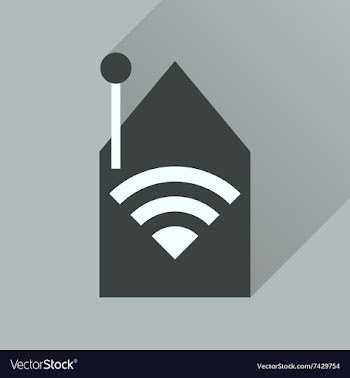Flat icon with long shadow Wi fi modem vector image