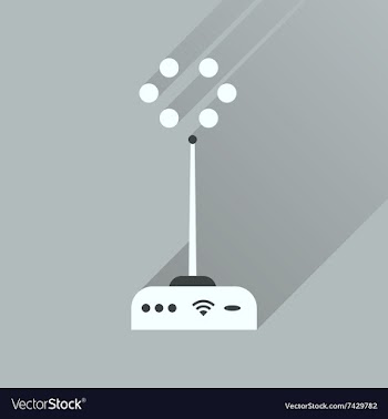 Flat icon with long shadow Wi fi modem vector image