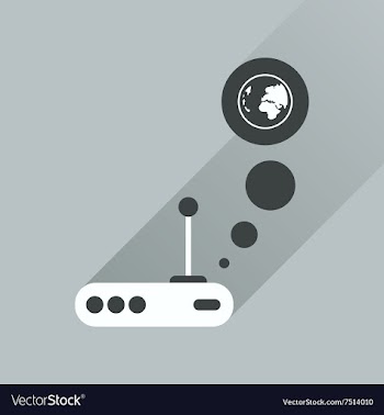 Flat icon with long shadow Wi fi modem vector image