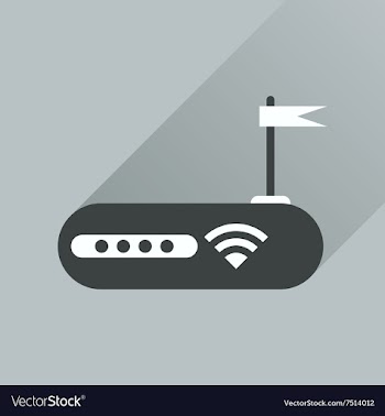 Flat icon with long shadow Wi fi modem vector image