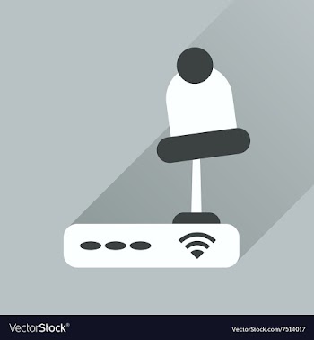Flat icon with long shadow Wi fi modem vector image