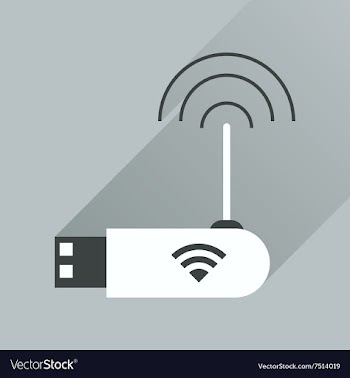 Flat icon with long shadow Wi fi modem vector image