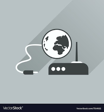Flat icon with long shadow Wi fi modem vector image