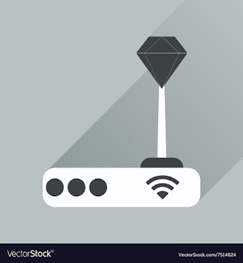 Flat icon with long shadow Wi fi modem vector image